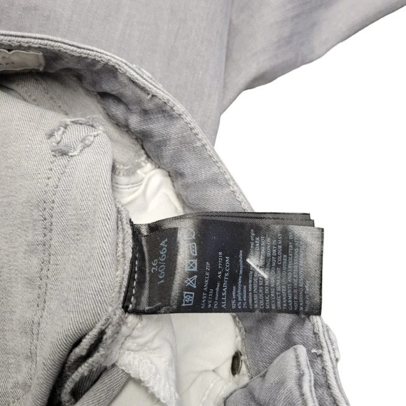 All Saints Mast Zip  Bottom Skinny Jeans Gray Wash - Picture 8 of 9